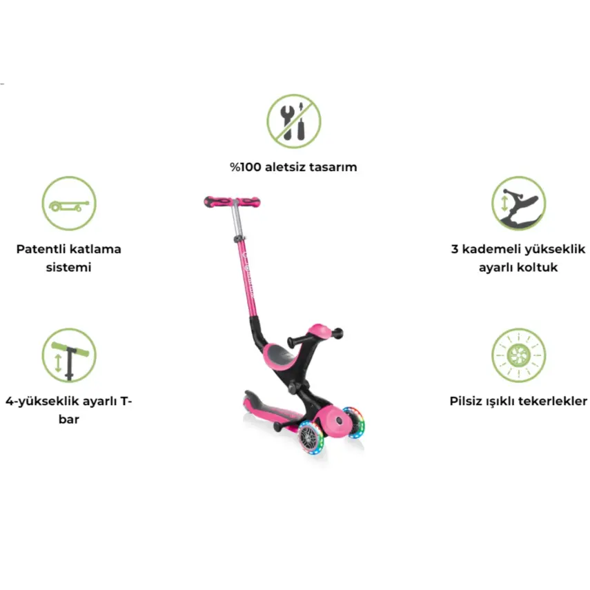 Globber Go Up Deluxe Işıklı Scooter Yeşil - 3