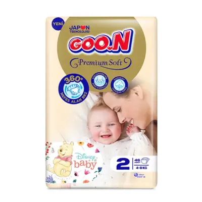 Goon Premium Bebek Bezi 2 Beden 4-8 Kg 46lı Jumbo Paket (1)