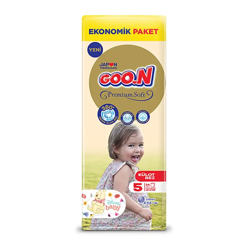 Goon Premium Külot Bebek Bezi 5 Beden 12-20 Kg 34lü Jumbo Paket - 1