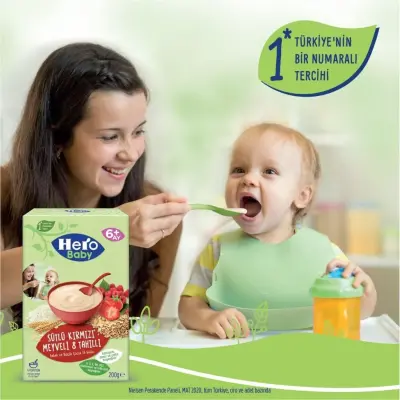 Hero Baby Kaşık Maması Sütlü Kırmızı Meyveli  8 Tahıllı 200 Gr - 11