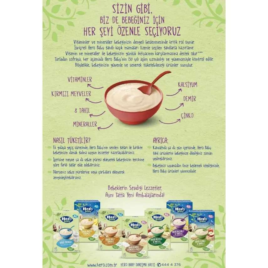 Hero Baby Kaşık Maması Sütlü Kırmızı Meyveli  8 Tahıllı 200 Gr - 8