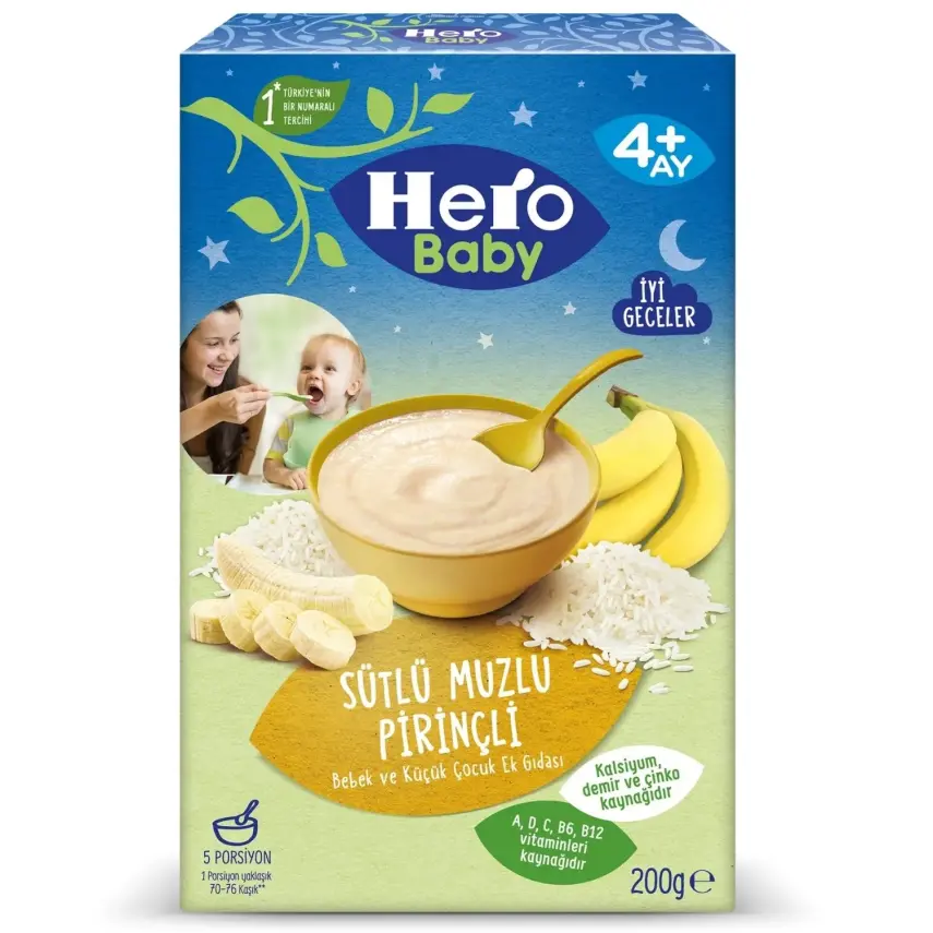 Hero Baby Kaşık Maması Sütlü Pirinçli Muzlu 200 Gr - 1