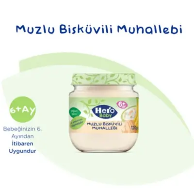 Hero Baby Kavanoz Maması Muzlu Bisküvili Muhallebi 120 Gr - 4