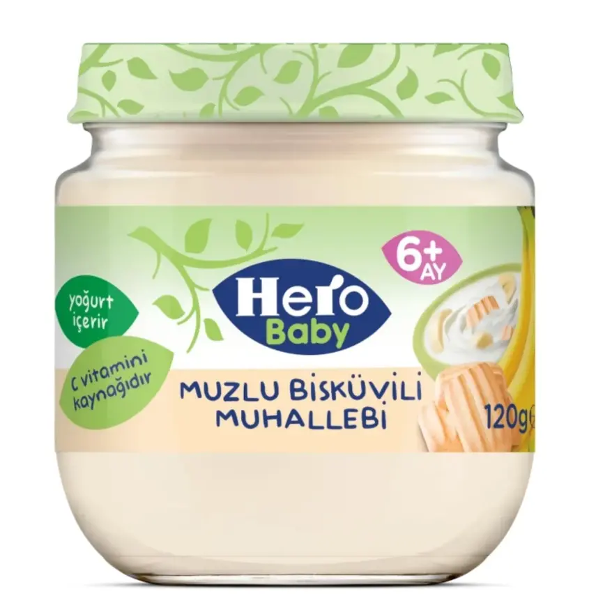 Hero Baby Kavanoz Maması Muzlu Bisküvili Muhallebi 120 Gr - 1