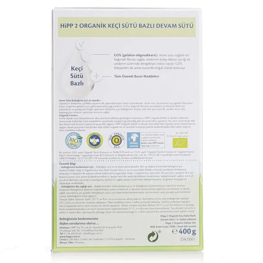 Hipp 2 Organik Keçi Sütü Bazlı Devam Sütü 400 gr - 2
