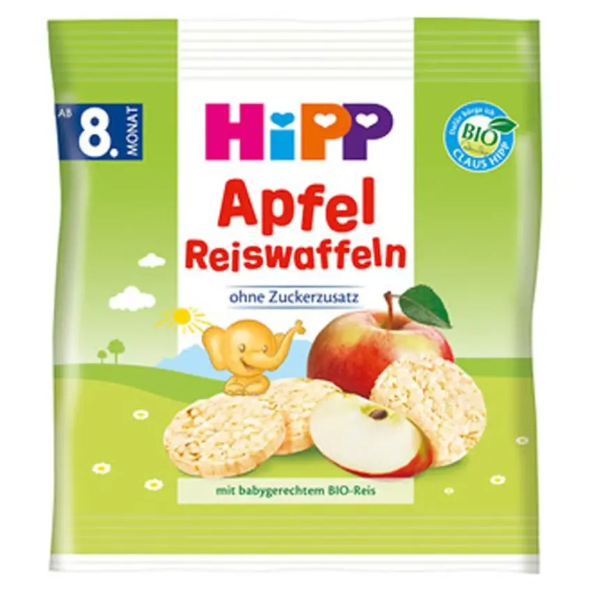 Hipp Organik Bebek Gofreti Pirinçli Elmalı  - 2
