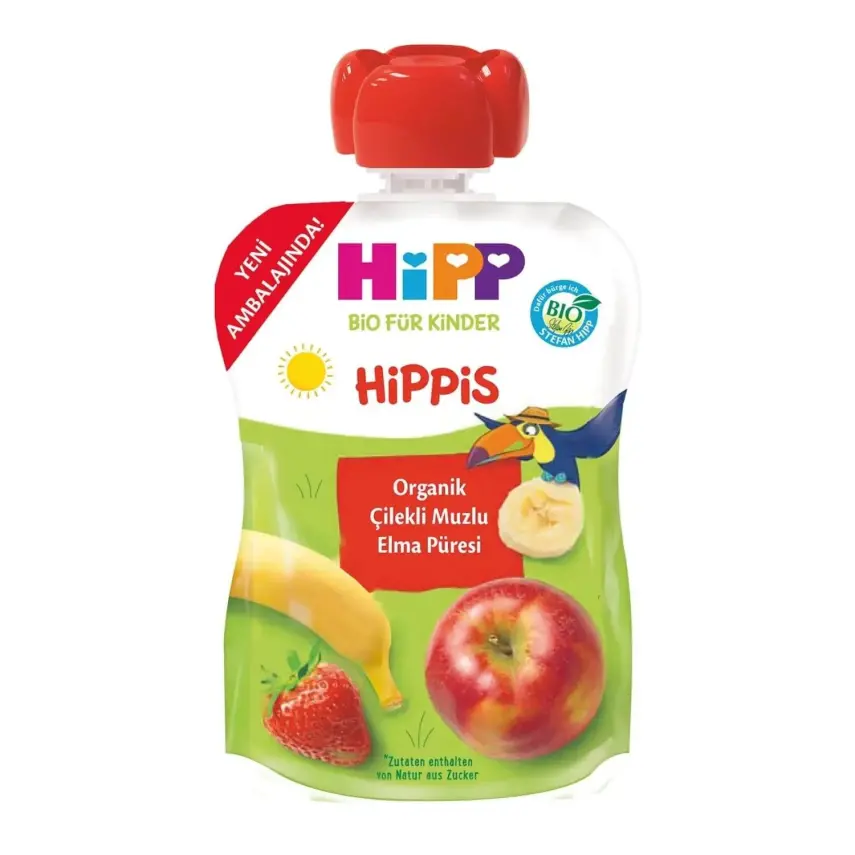 Hipp Organik Çilekli Muzlu Elma Püresi 100 gr - 1