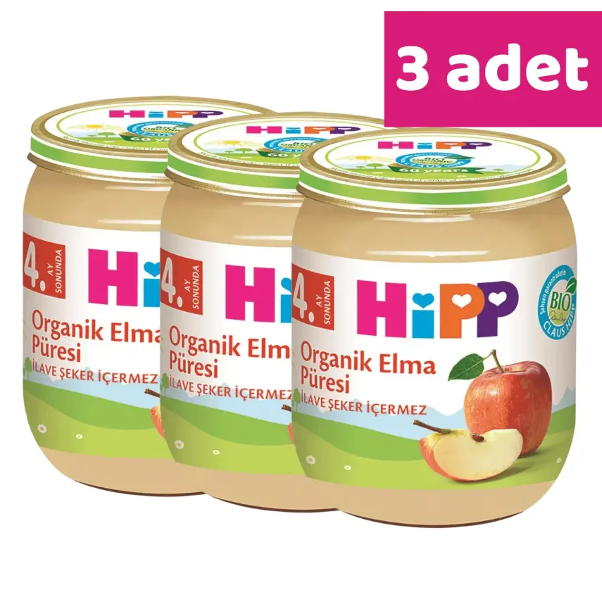 Hipp Organik Elma Püresi 125 gr x3 - 1