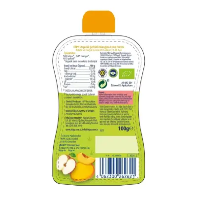 Hipp Organik Şeftalili Mangolu Elma Püresi 100 gr - 4