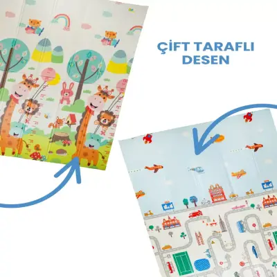 Holmen Katlanabilir Oyun Matı Arabalar Ve Hayvanlar 150x200x1 Cm - 7