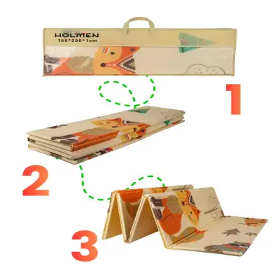 Holmen Katlanabilir Oyun Matı Minik Hayvanlar Soft 150x200x1 Cm - 6