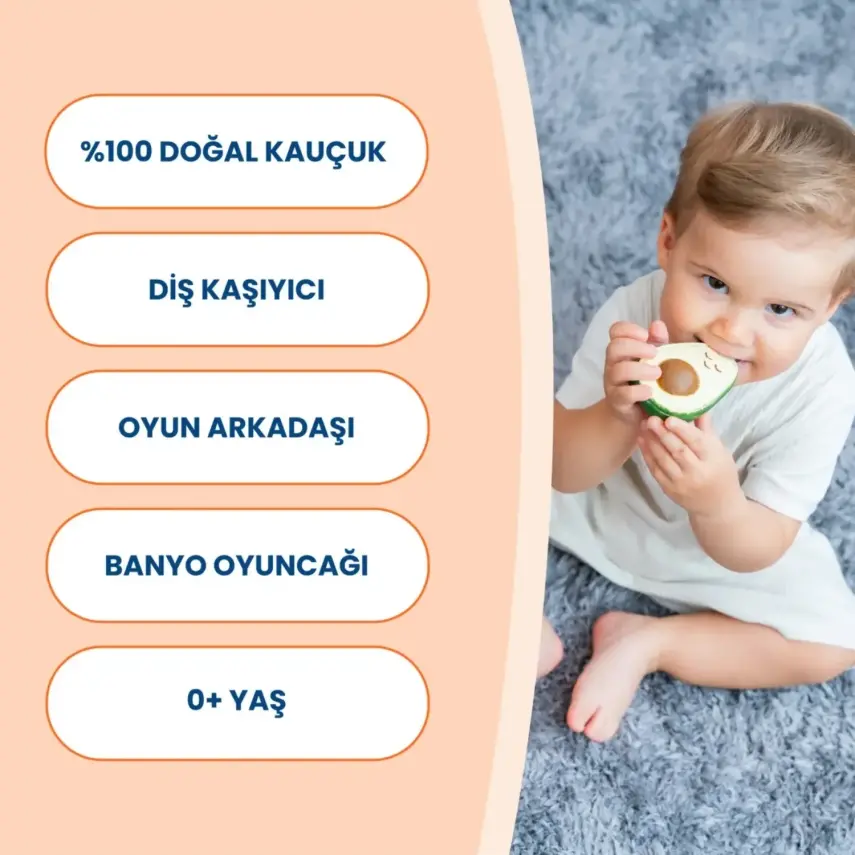 Hubble Doğal Bebek Diş Kaşıyıcı Ve Oyuncağı (%100 Doğal Kauçuk) Havuç - 7