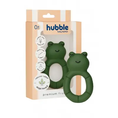 Hubble Doğal Bebek Diş Kaşıyıcı Ve Oyuncağı (%100 Doğal Kauçuk) Kurbağa Halkalı