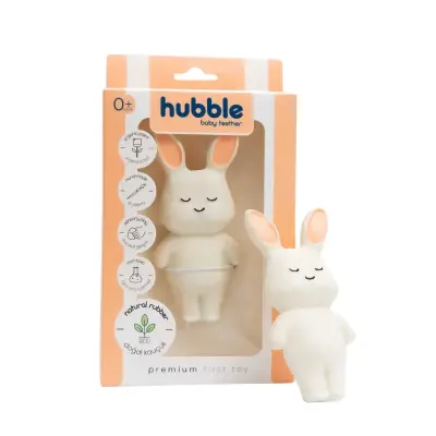 Hubble Doğal Bebek Diş Kaşıyıcı Ve Oyuncağı (%100 Doğal Kauçuk) Tavşan