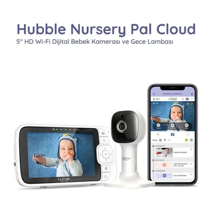 Hubble Nursery Pal Cloud  Wifi-Connect 5 inç Dijital Bebek Kamerası - 3