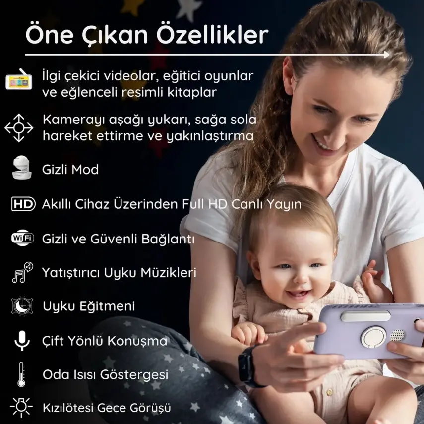 Hubble Nursery Pal  Deluxe 5 inç Dijital Bebek Kamerası - 13