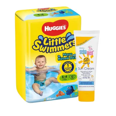 Huggies 3-4 Beden Mayo Külot Bebek Bezi (11 - 25 kg) ve Sebamed 50 Faktör Bebek Güneş Kremi 75 ml 