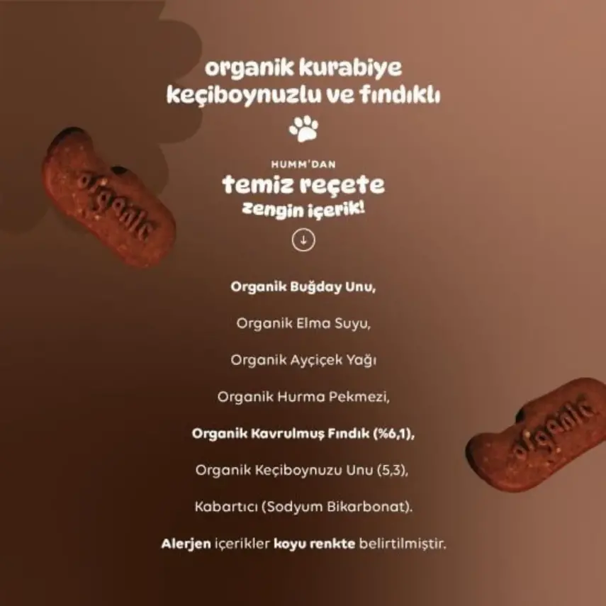 Humm Organic Keçiboynuzlu ve Fındıklı Kurabiye 55 gr - 6