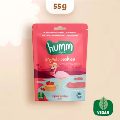 Humm Organic Vegan Çilekli Kurabiye 55 gr - 2