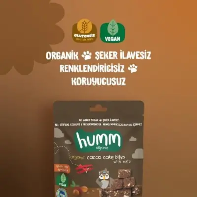 Humm Organik Glutensiz Vegan Kakaolu ve Fındıklı Kek 30 gr - 2
