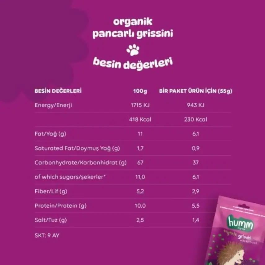 Humm Pancarlı Vegan Grissini 55 gr - 5