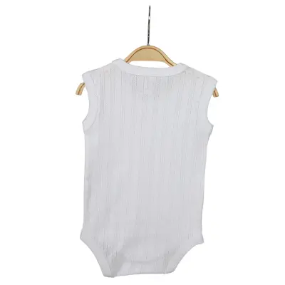Hvc Bebek Atlet Body Jakarlı Çizgili Beyaz (1)