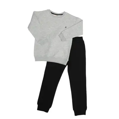 Hvc Erkek Çocuk Eşofman Takımı Düz Siyah - Gri - 1