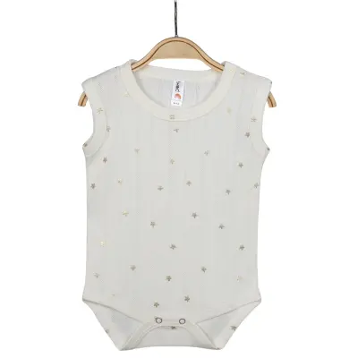 Hvc Kız Bebek Atlet Body Jakarlı Yıldızlı Krem