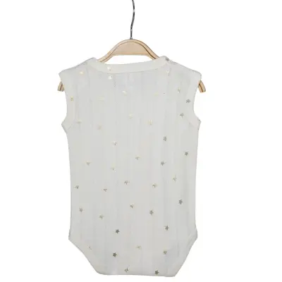 Hvc Kız Bebek Atlet Body Jakarlı Yıldızlı Krem (1)