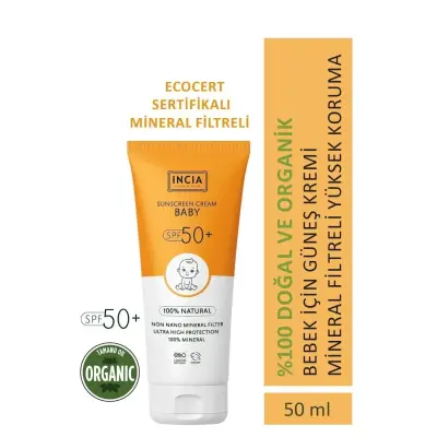 INCIA %100 Doğal Bebek için Güneş Kremi Mineral Filtreli 50 SPF 50ml - 2