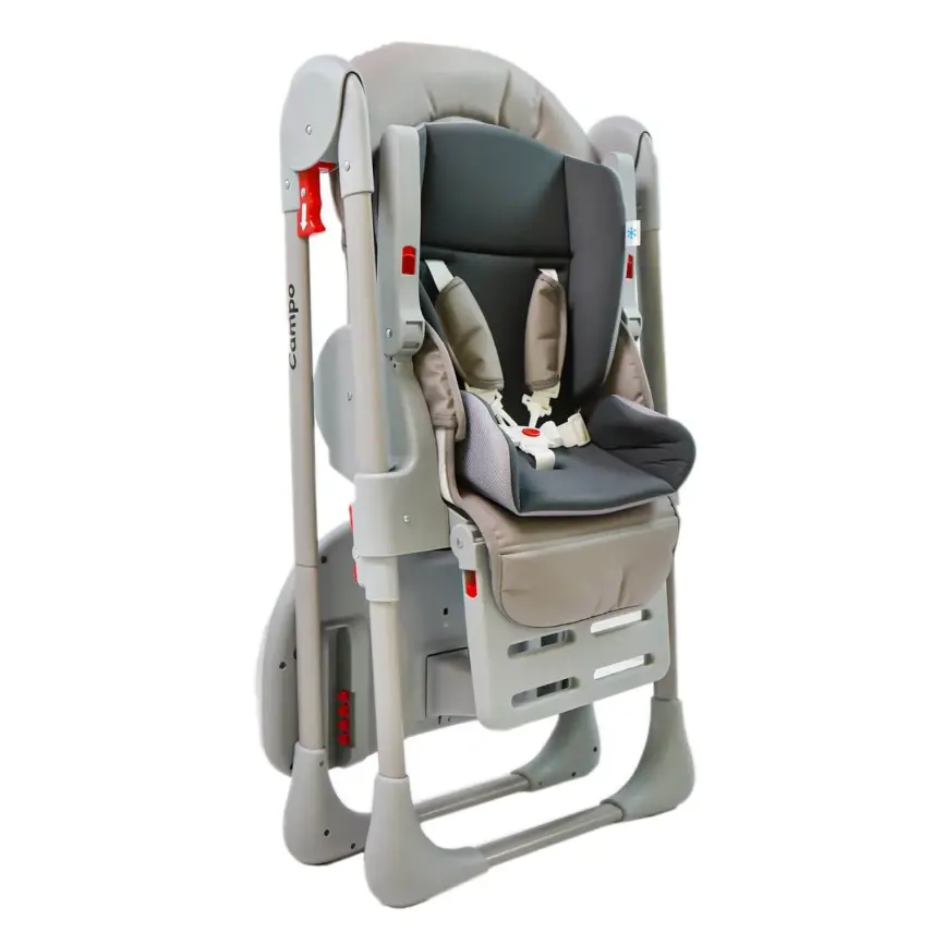 Kanz Campo Mama Sandalyesi Portatif Kolay Katlanır Yükseklik Ayarlı Tekerlekli İç Pedli Grey - 5