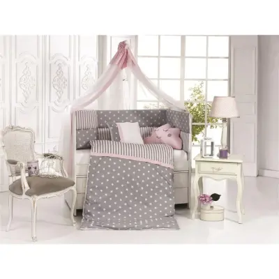 Kanz Softy Bebek Uyku Seti Pembe-Gri 75x130 - 3
