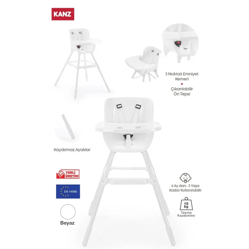 Kanz Tokyo Basic Mama Sandalyesi Beyaz - 1