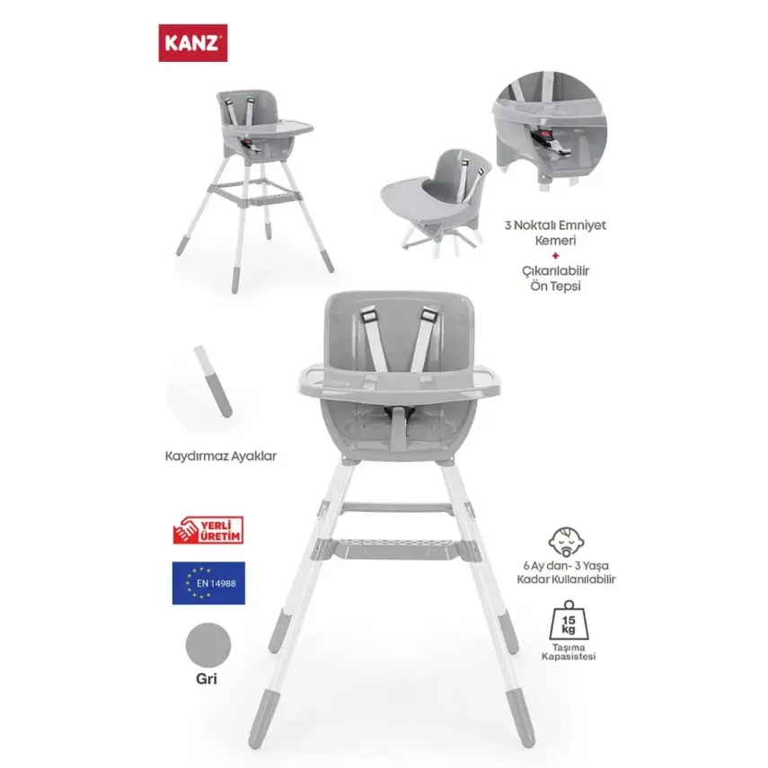 Kanz Tokyo Basic Mama Sandalyesi Gri - 1