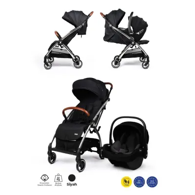 Kanz Xflip Tek Elle Kapanabilir Kompakt Travel Sistem Bebek Arabası Deeply Black - 2