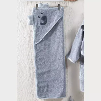 Kidboo Bornoz Seti 3lü Fil Gri (1)