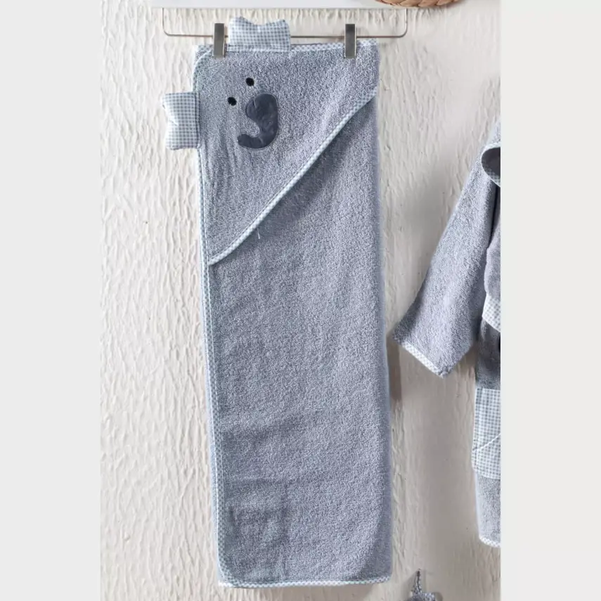 Kidboo Bornoz Seti 3lü Fil Gri - 2