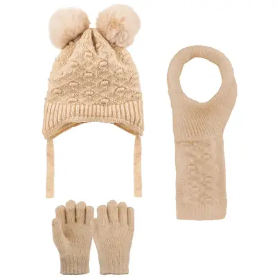 Kitti Eldiven Atkı Bere Takım 1-4 Yaş Açık Bej