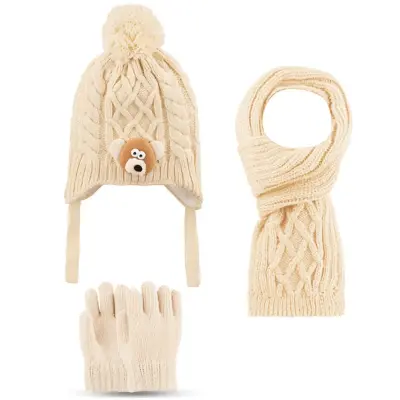 Kitti Eldiven Atkı Bere Takım 1-4 Yaş Krem