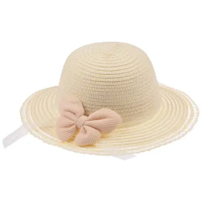 Kitti Kız Bebek Hasır Şapka 1-3Yaş Krem