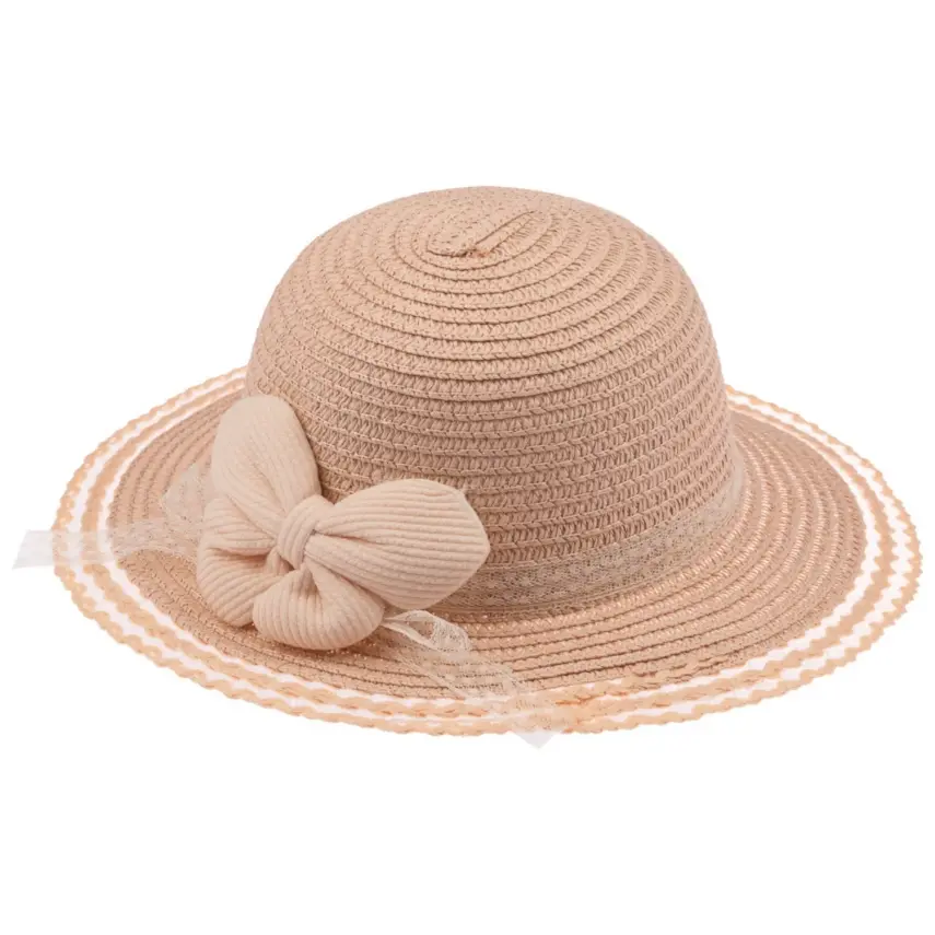 Kitti Kız Bebek Hasır Şapka 1-3Yaş  Pudra - 1