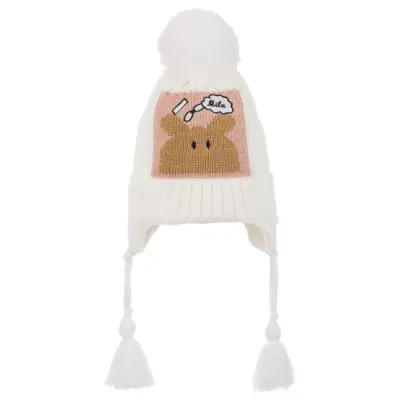 Kitti Kız Bebek Kulaklı Bere 1-4 Yaş Krem  