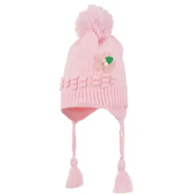 Kitti Kız Bebek Kulaklı Bere 1-4Yaş Açık Pembe  