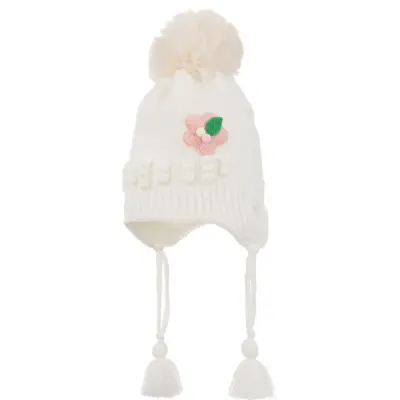 Kitti Kız Bebek Kulaklı Bere 1-4Yaş Krem  