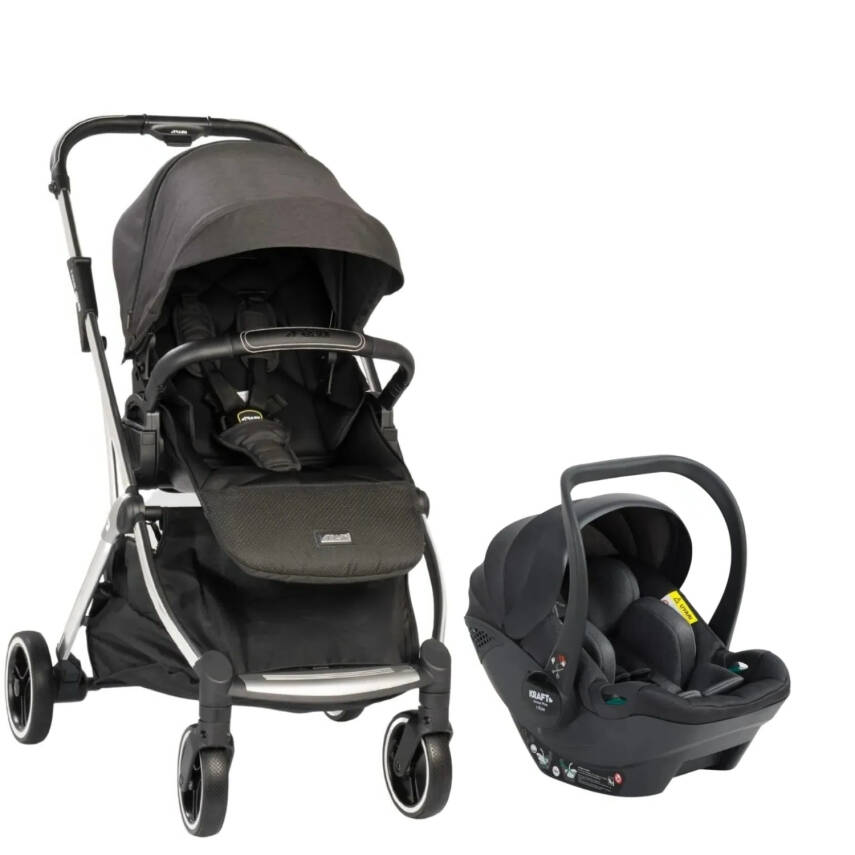 Kraft Kenya S Armor Plus Çift Yönlü Tek Elle Katlanabilir Kompakt Travel Sistem Bebek Arabası Black - 1