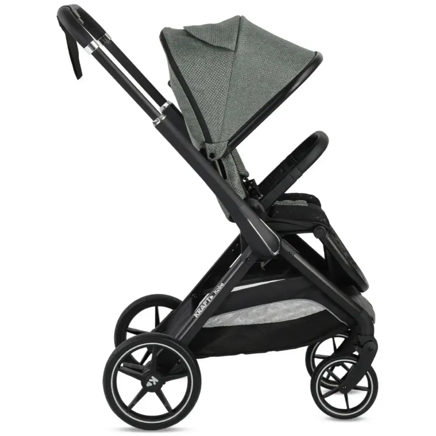 Kraft Kobe Capsule Çift Yönlü Doğumdan İtibaren 22 kg Taşıma 360° PU Tekerlek ile Mükemmel Manevra Sağlayan Travel Sistem-Seyahat Sistem Bebek Arabası Black Green - 7