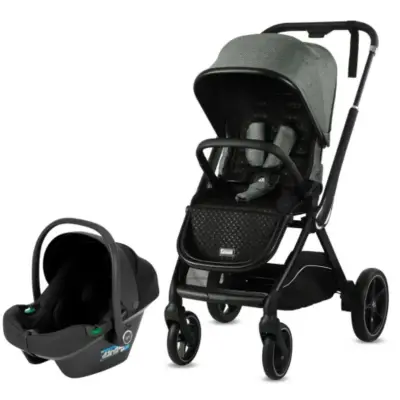 Kraft Kobe Capsule Çift Yönlü Doğumdan İtibaren 22 kg Taşıma 360° PU Tekerlek ile Mükemmel Manevra Sağlayan Travel Sistem-Seyahat Sistem Bebek Arabası Black Green - 2