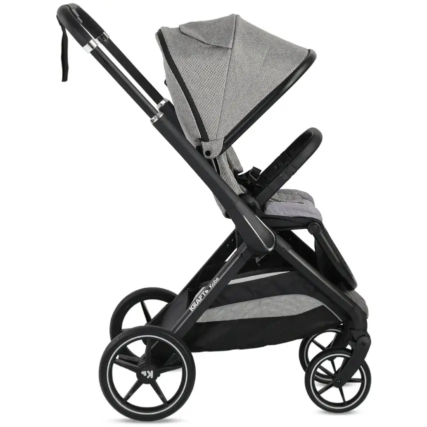 Kraft Kobe Capsule Çift Yönlü Doğumdan İtibaren 22 kg Taşıma 360° PU Tekerlek ile Mükemmel Manevra Sağlayan Travel Sistem-Seyahat Sistem Bebek Arabası Grey - 5