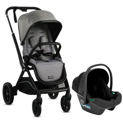 Kraft Kobe Capsule Çift Yönlü Doğumdan İtibaren 22 kg Taşıma 360° PU Tekerlek ile Mükemmel Manevra Sağlayan Travel Sistem-Seyahat Sistem Bebek Arabası Grey