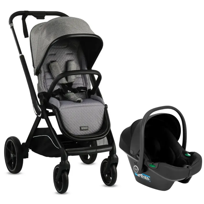 Kraft Kobe Capsule Çift Yönlü Doğumdan İtibaren 22 kg Taşıma 360° PU Tekerlek ile Mükemmel Manevra Sağlayan Travel Sistem-Seyahat Sistem Bebek Arabası Grey - 1